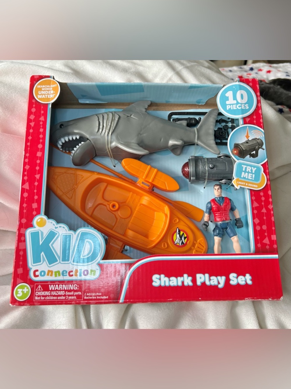 Shark Play Set with Orange Kayak and Gray Shark - Kids Toys